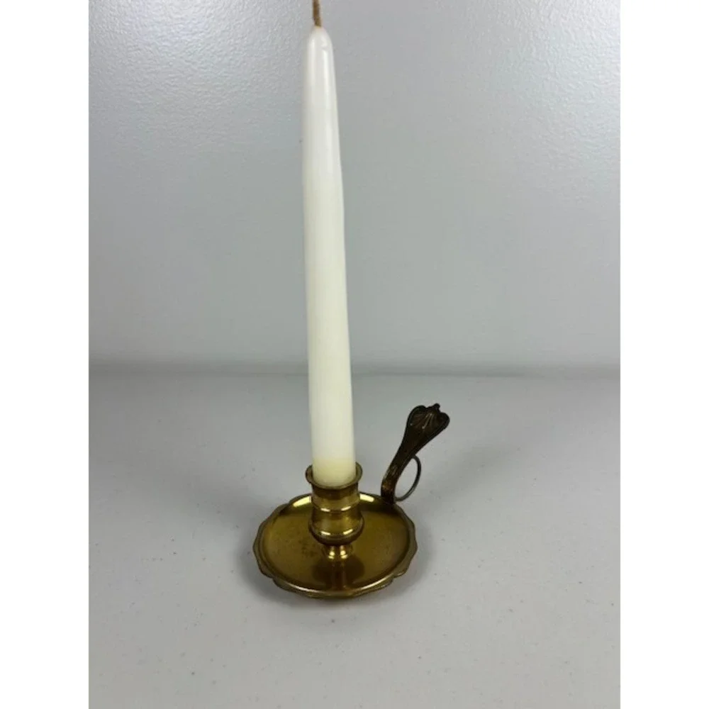 Gallery Originals Shelburne Museum Brass Chamberstick Finger Loop Candle Holder